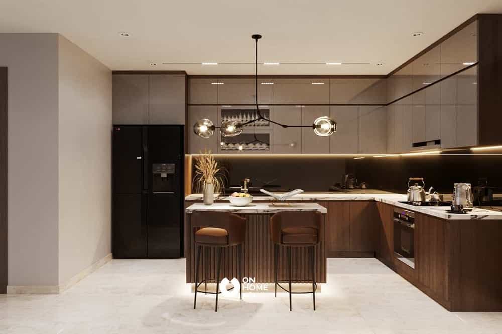 Không gian phòng bếp được thiết kế rộng rãi