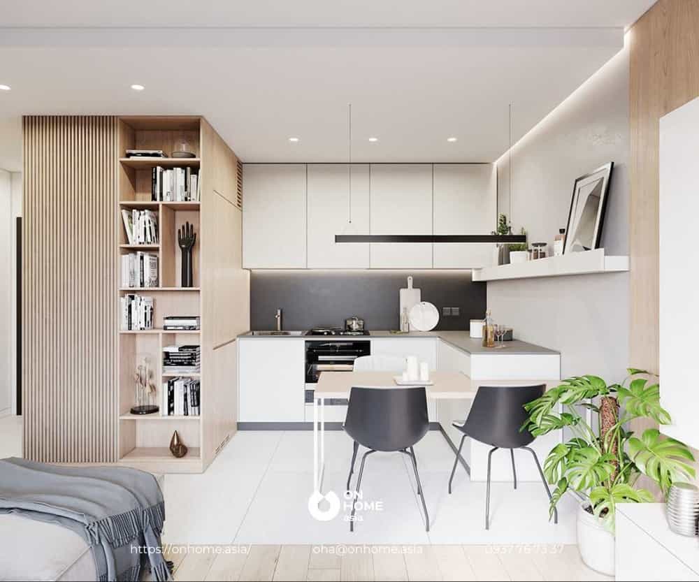 Thiết kế phòng bếp chung cư đơn giản mà đẹp