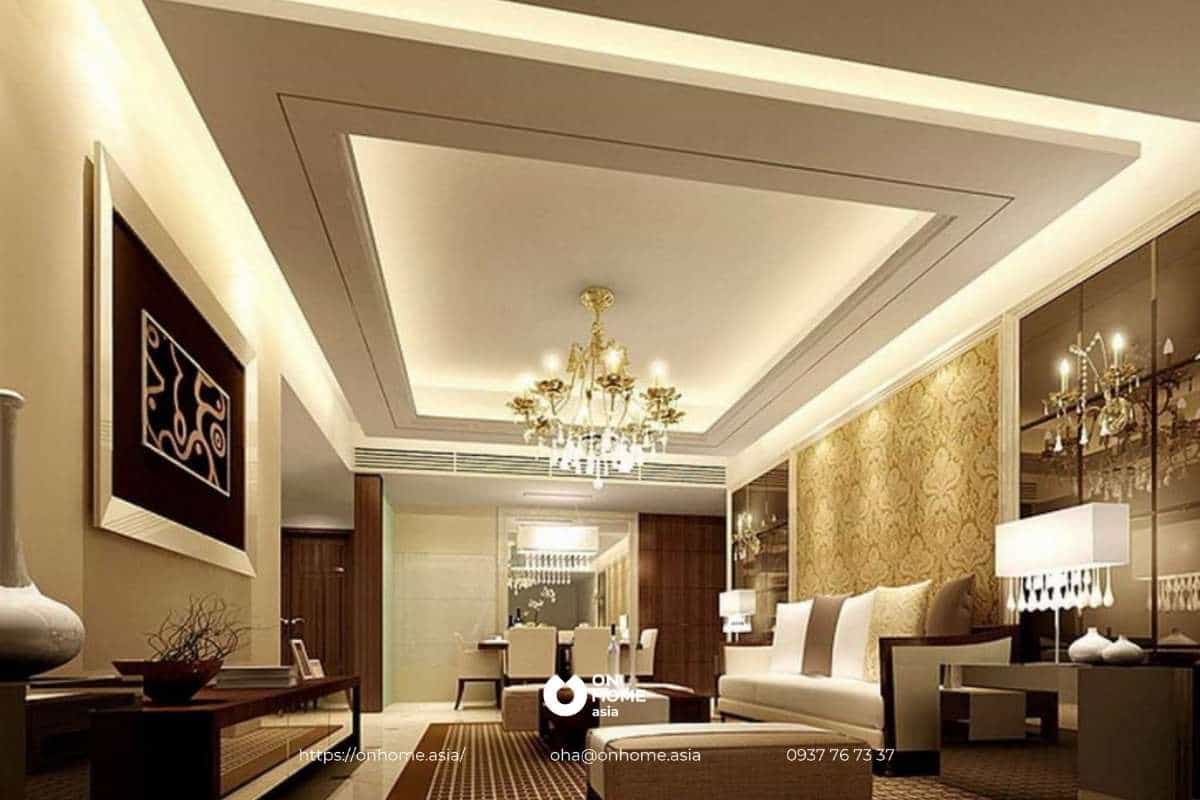 Trần thạch cao phòng khách: Phòng khách là không gian để thư giãn và tiếp đón khách, trần thạch cao phòng khách sẽ làm tăng thêm vẻ đẹp cho ngôi nhà của bạn. Với đặc tính dễ tạo hình, bạn có thể thiết kế cho mình một trần thạch cao độc đáo và đầy tinh tế.