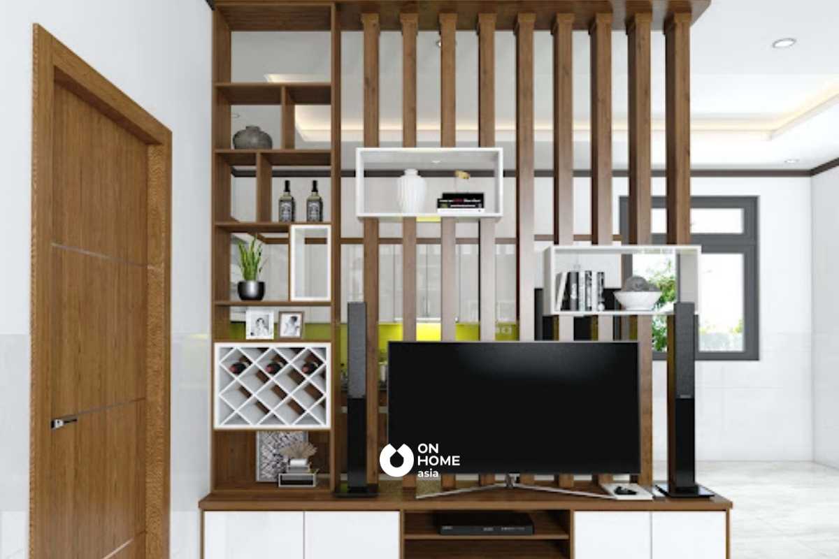 Vách ngăn phòng khách nhà bếp, Tủ kệ vách ngăn phòng 3VTK01 - Nội thất lắp  ráp