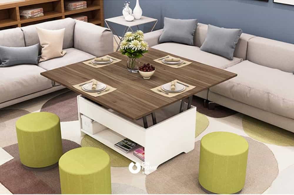 Sofa kết hợp cùng bàn trà thông minh giúp phòng khách trở nên hiện đại hơn