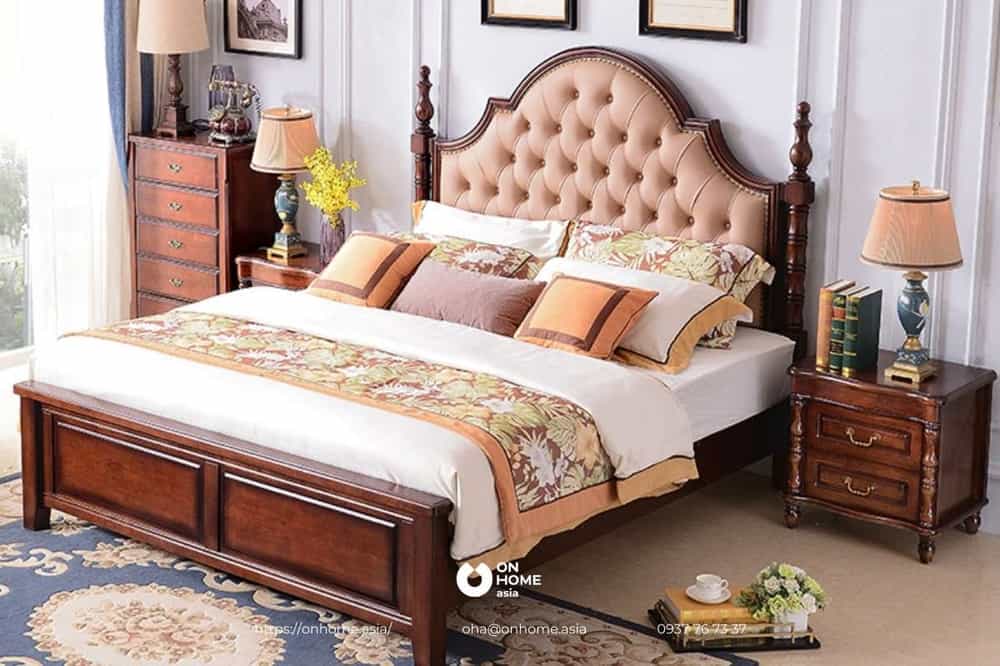 Thiết kế giường ngủ gỗ tự nhiên.