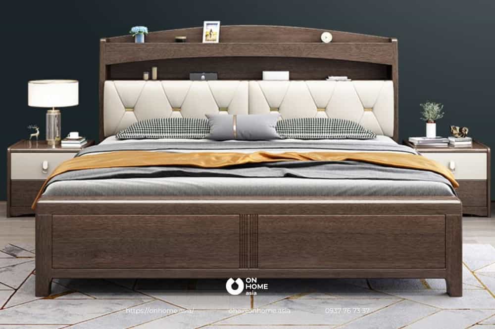 Giường ngủ gỗ đẹp, thiết kế đơn giản.