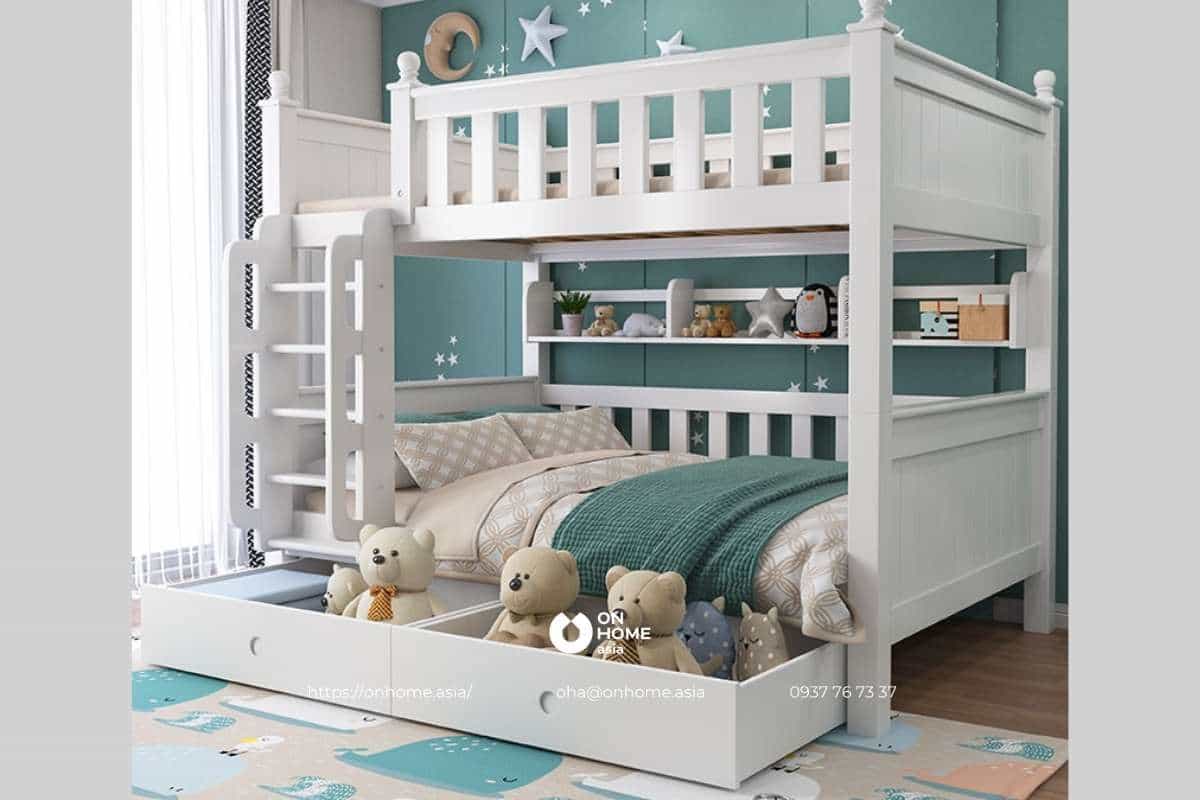 Giường đa năng màu trắng dành cho bé gái