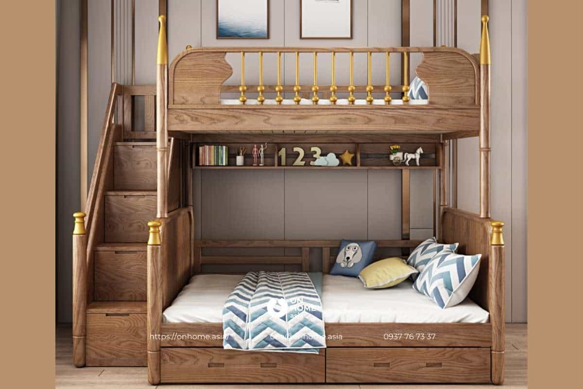 Giường tầng gỗ cho bé trai