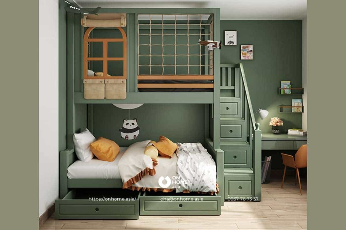Giường tầng gỗ cho bé trai đẹp