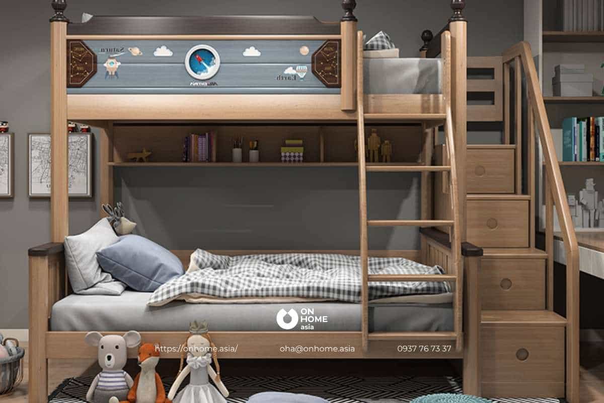 Giường tầng cho bé trai 9 tuổi đơn giản mà đẹp