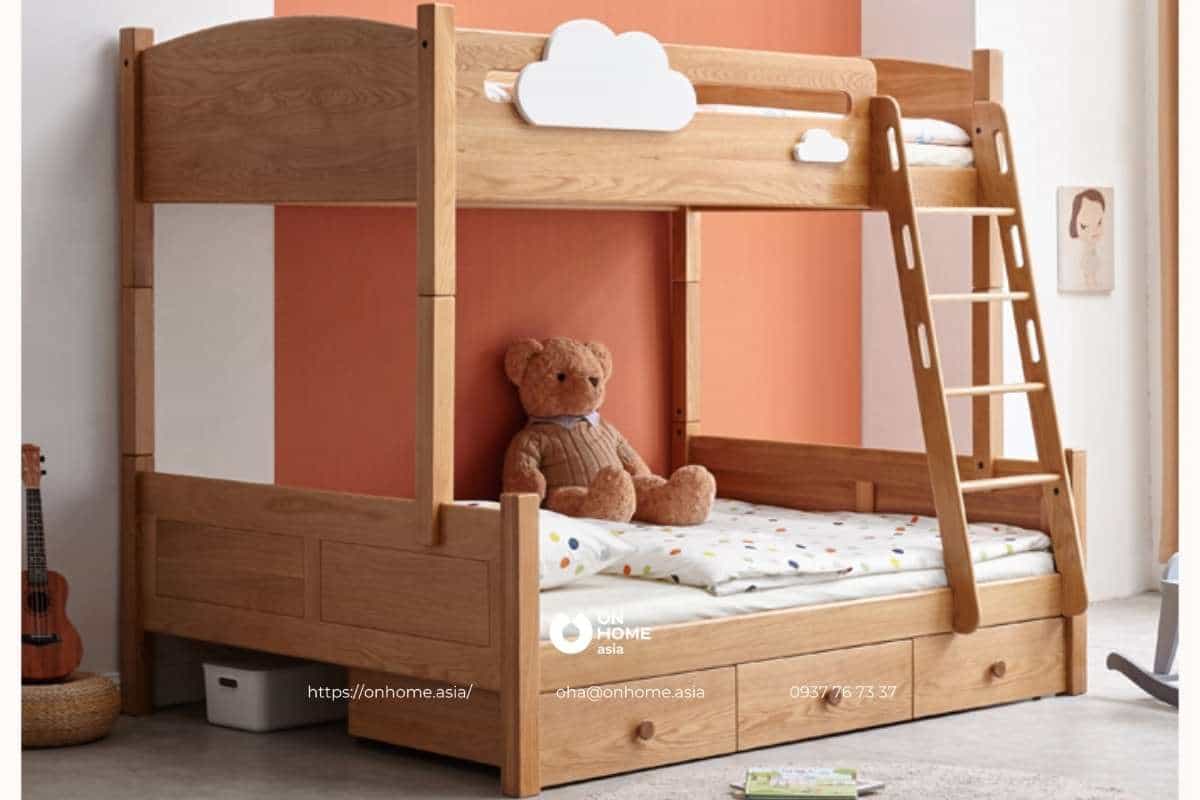 Giường tầng gỗ sồi dành cho bé trai
