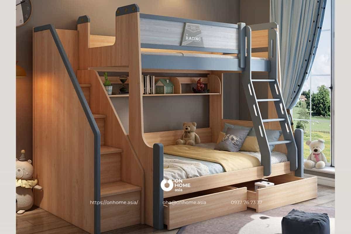 Giường hai tầng bằng gỗ cho bé trai