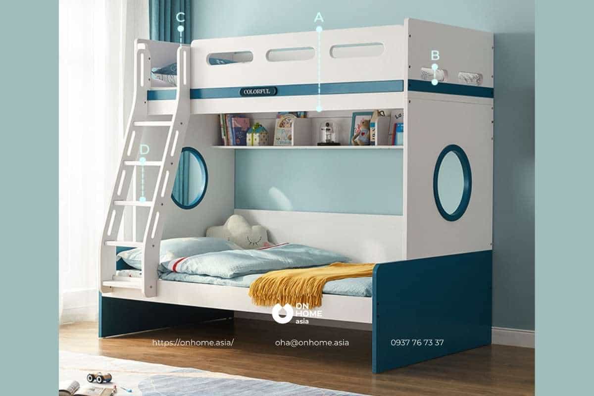 Giường 2 tầng thiết kế đơn giản cho bé trai