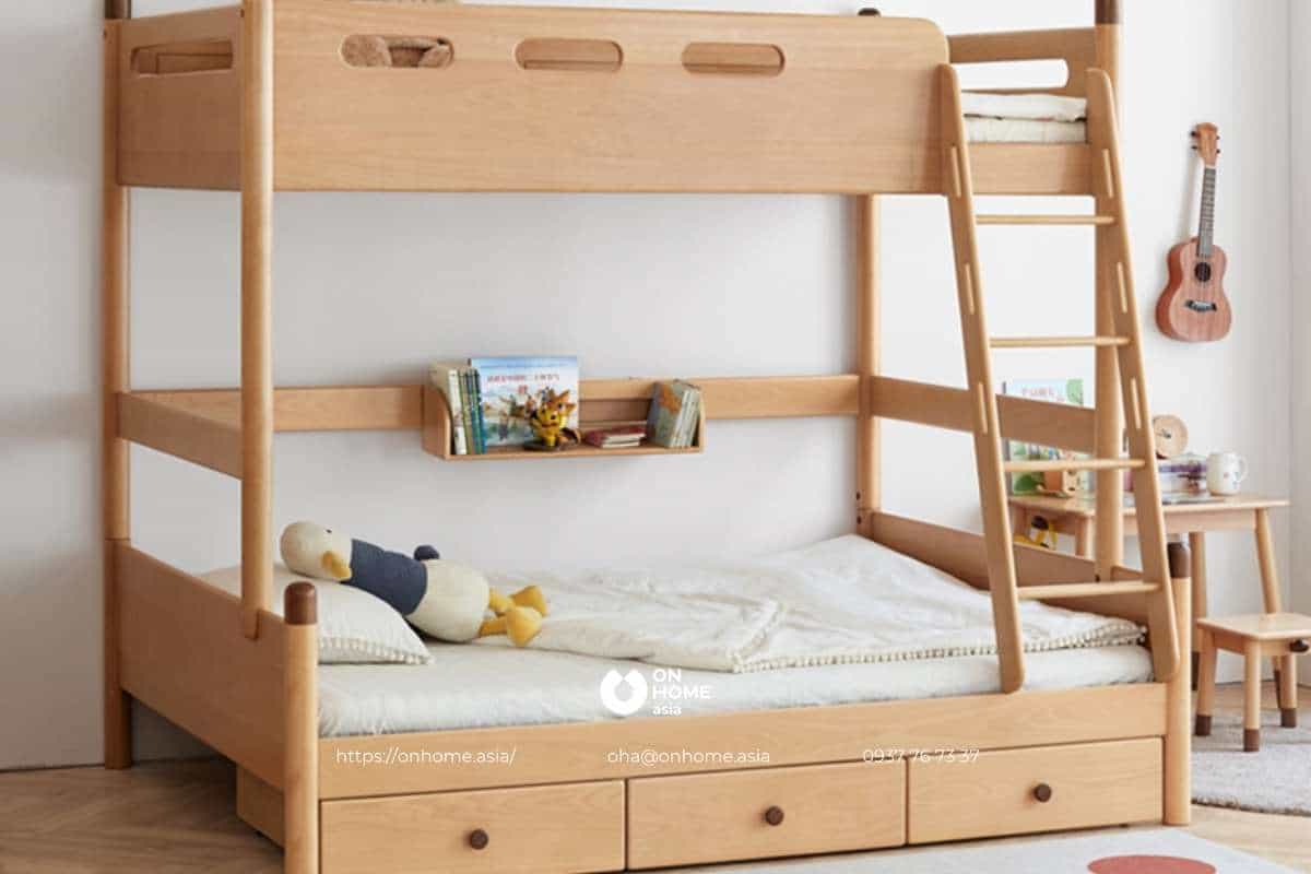 Giường tầng bằng gỗ sồi đơn giản cho bé trai 