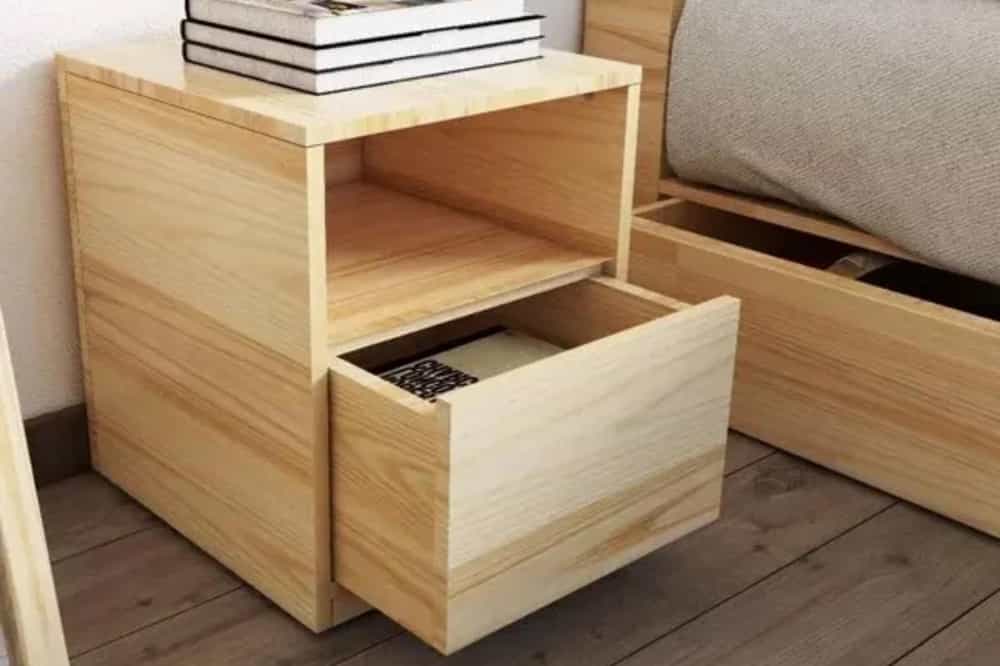Tab đầu giường gỗ tự nhiên thiết kế đơn giản