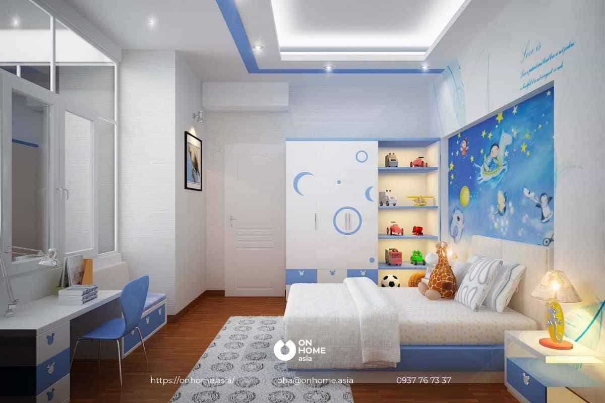 Thiết kế phòng ngủ 15m2 cho bé trai
